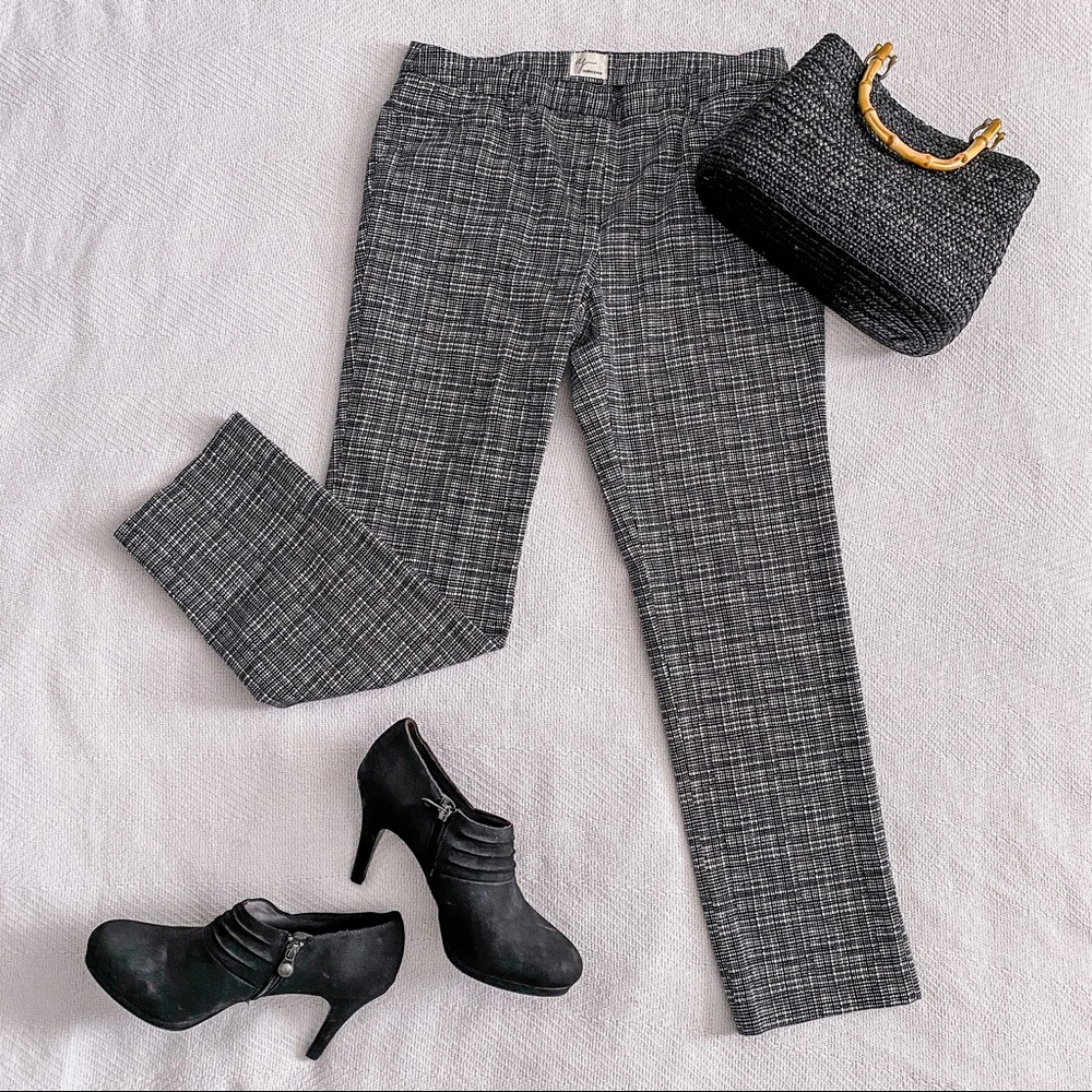Andrea Jovine Stretch Business Casual Black Plaid Pants Size 8